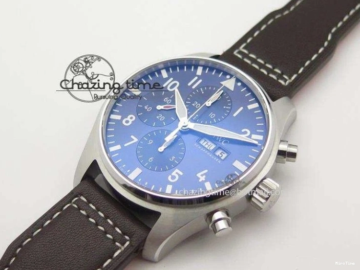 MIROTIME 1224 HighQuality Pilot Chrono 377714 “Le Petit Prince” ZF Best Edition Blue Dial On Brown Leather Strap A 7309